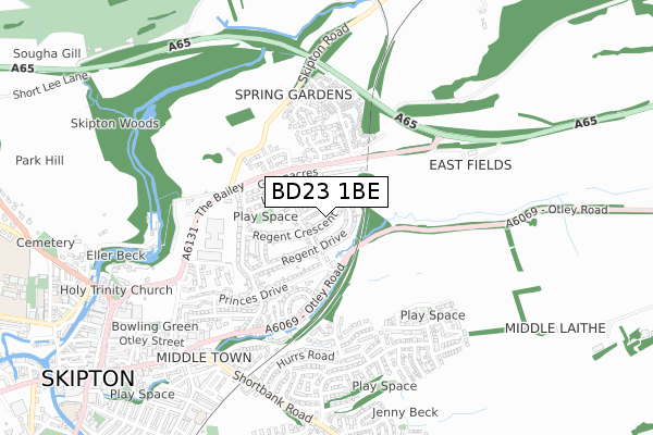 BD23 1BE map - small scale - OS Open Zoomstack (Ordnance Survey)