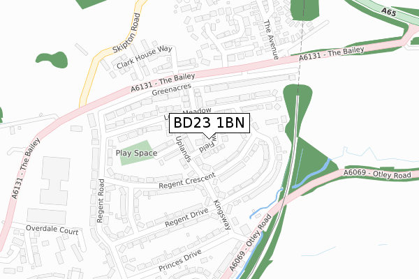 BD23 1BN map - large scale - OS Open Zoomstack (Ordnance Survey)