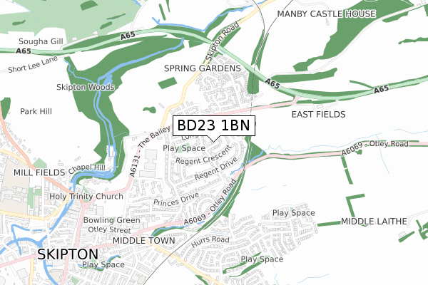 BD23 1BN map - small scale - OS Open Zoomstack (Ordnance Survey)