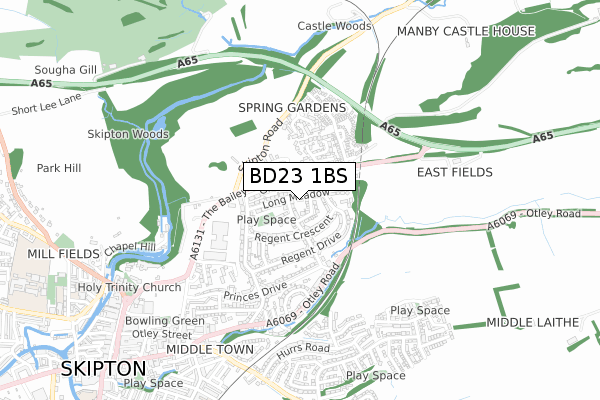 BD23 1BS map - small scale - OS Open Zoomstack (Ordnance Survey)