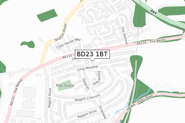 BD23 1BT map - large scale - OS Open Zoomstack (Ordnance Survey)