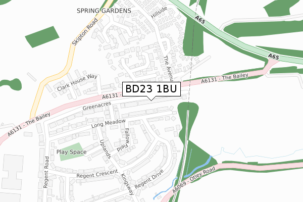 BD23 1BU map - large scale - OS Open Zoomstack (Ordnance Survey)