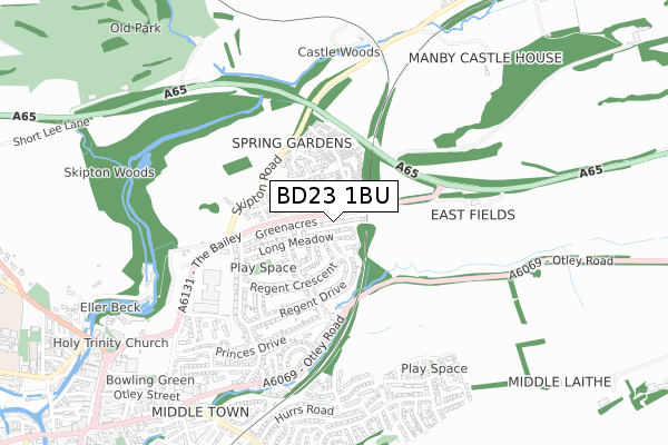 BD23 1BU map - small scale - OS Open Zoomstack (Ordnance Survey)