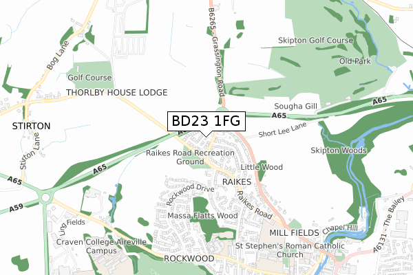 BD23 1FG map - small scale - OS Open Zoomstack (Ordnance Survey)