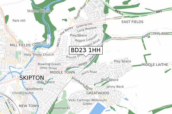 BD23 1HH map - small scale - OS Open Zoomstack (Ordnance Survey)