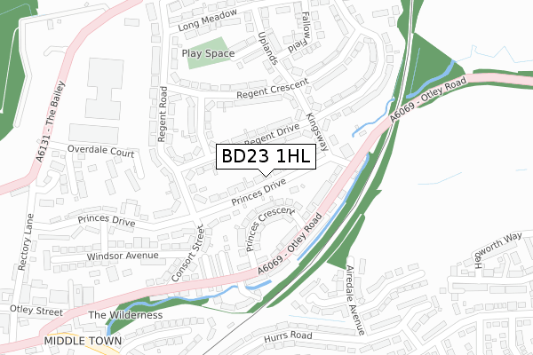 BD23 1HL map - large scale - OS Open Zoomstack (Ordnance Survey)