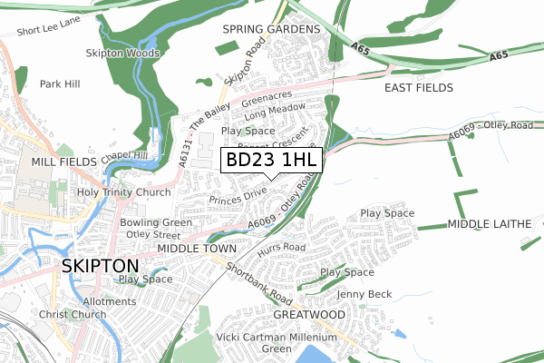 BD23 1HL map - small scale - OS Open Zoomstack (Ordnance Survey)