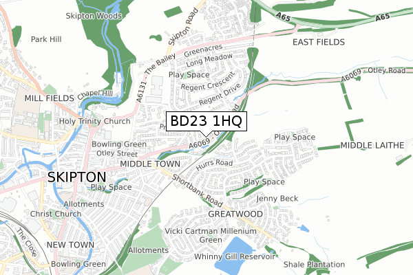 BD23 1HQ map - small scale - OS Open Zoomstack (Ordnance Survey)