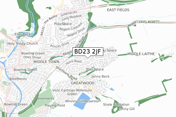 BD23 2JF map - small scale - OS Open Zoomstack (Ordnance Survey)