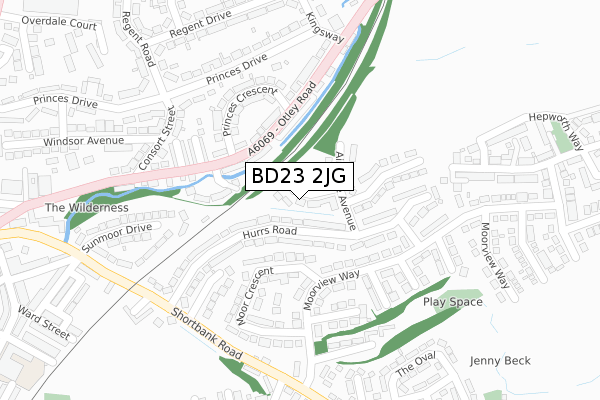 BD23 2JG map - large scale - OS Open Zoomstack (Ordnance Survey)