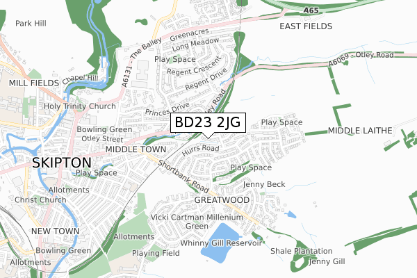 BD23 2JG map - small scale - OS Open Zoomstack (Ordnance Survey)