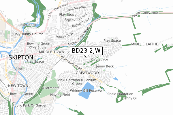 BD23 2JW map - small scale - OS Open Zoomstack (Ordnance Survey)