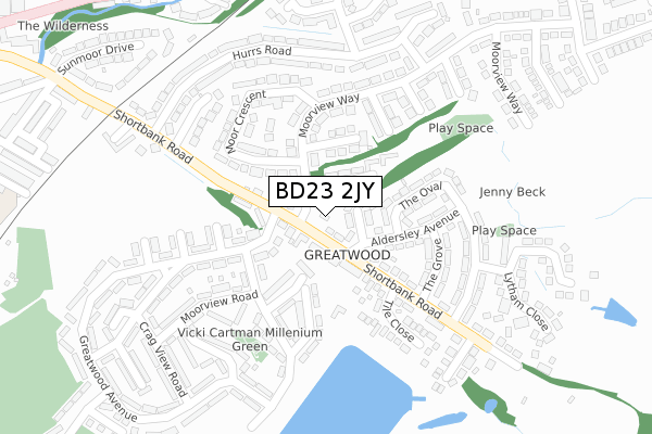 BD23 2JY map - large scale - OS Open Zoomstack (Ordnance Survey)