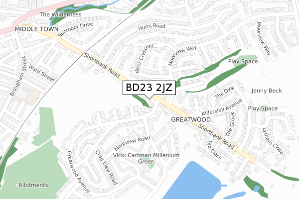 BD23 2JZ map - large scale - OS Open Zoomstack (Ordnance Survey)