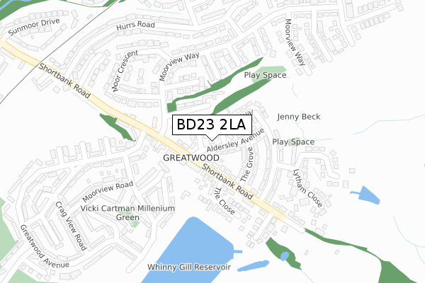 BD23 2LA map - large scale - OS Open Zoomstack (Ordnance Survey)