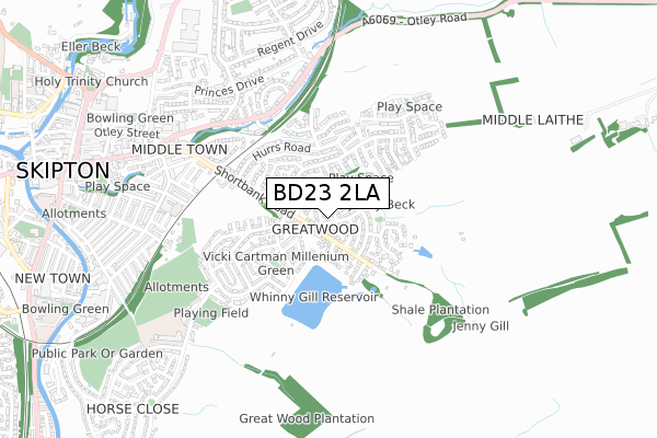 BD23 2LA map - small scale - OS Open Zoomstack (Ordnance Survey)