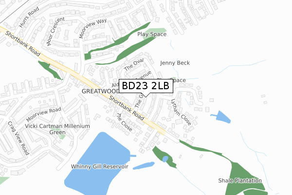 BD23 2LB map - large scale - OS Open Zoomstack (Ordnance Survey)