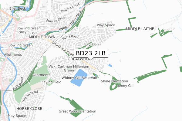 BD23 2LB map - small scale - OS Open Zoomstack (Ordnance Survey)