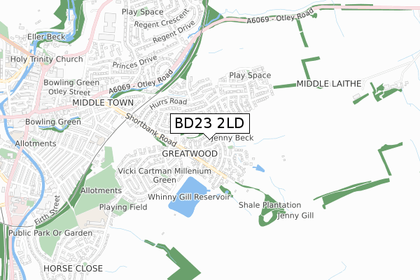 BD23 2LD map - small scale - OS Open Zoomstack (Ordnance Survey)