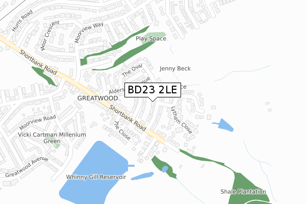 BD23 2LE map - large scale - OS Open Zoomstack (Ordnance Survey)