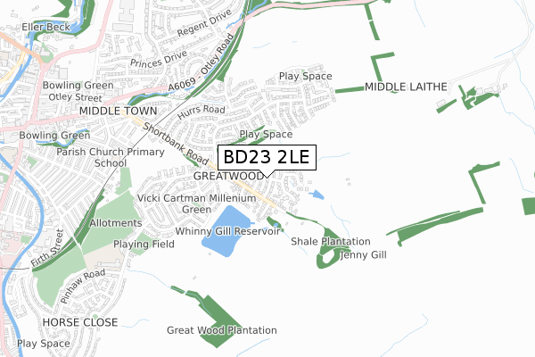 BD23 2LE map - small scale - OS Open Zoomstack (Ordnance Survey)