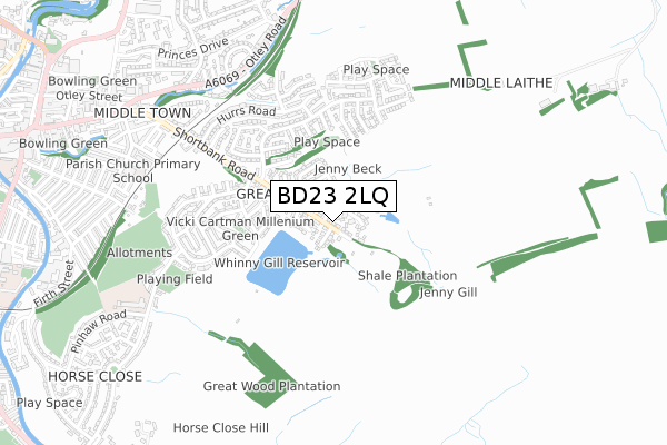 BD23 2LQ map - small scale - OS Open Zoomstack (Ordnance Survey)