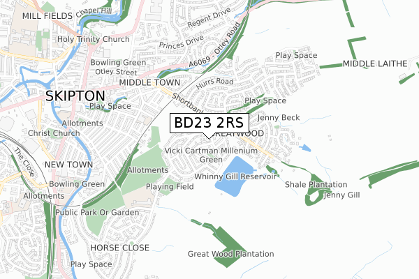 BD23 2RS map - small scale - OS Open Zoomstack (Ordnance Survey)