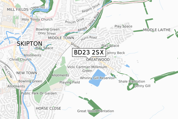 BD23 2SX map - small scale - OS Open Zoomstack (Ordnance Survey)