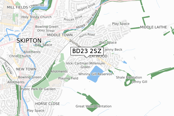 BD23 2SZ map - small scale - OS Open Zoomstack (Ordnance Survey)