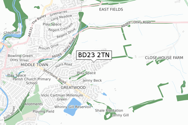 BD23 2TN map - small scale - OS Open Zoomstack (Ordnance Survey)