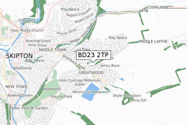 BD23 2TP map - small scale - OS Open Zoomstack (Ordnance Survey)