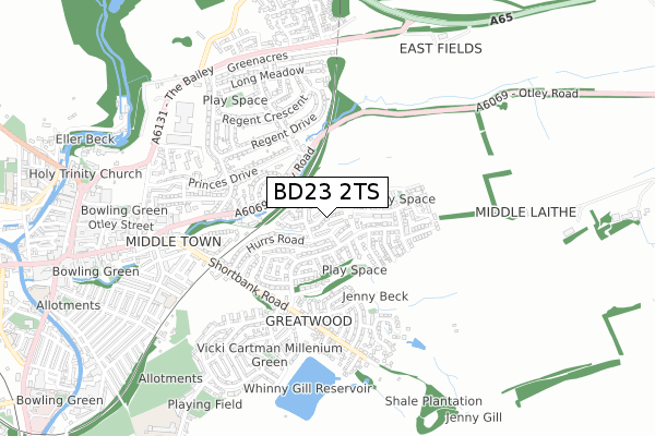 BD23 2TS map - small scale - OS Open Zoomstack (Ordnance Survey)