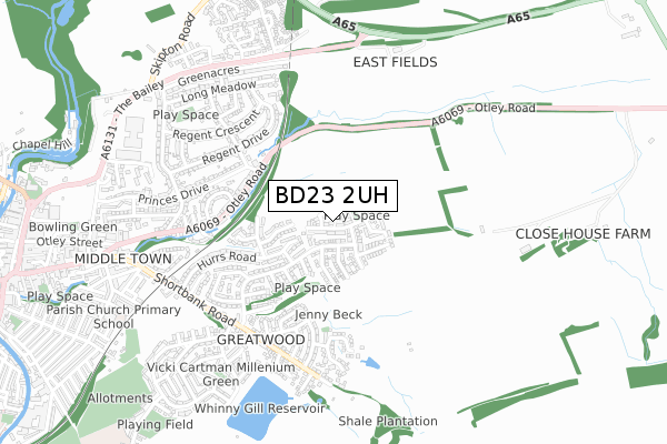 BD23 2UH map - small scale - OS Open Zoomstack (Ordnance Survey)