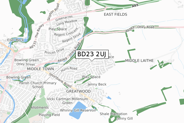 BD23 2UJ map - small scale - OS Open Zoomstack (Ordnance Survey)