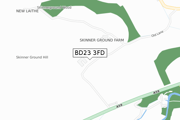 BD23 3FD map - large scale - OS Open Zoomstack (Ordnance Survey)