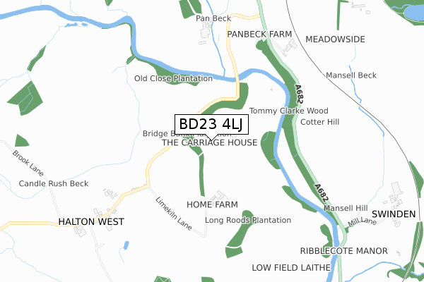 BD23 4LJ map - small scale - OS Open Zoomstack (Ordnance Survey)