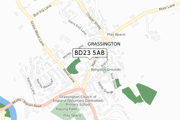 BD23 5AB map - large scale - OS Open Zoomstack (Ordnance Survey)