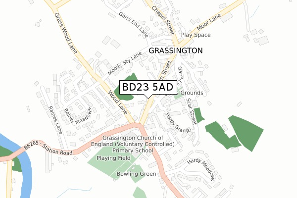 BD23 5AD map - large scale - OS Open Zoomstack (Ordnance Survey)