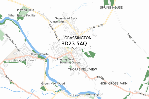 BD23 5AQ map - small scale - OS Open Zoomstack (Ordnance Survey)