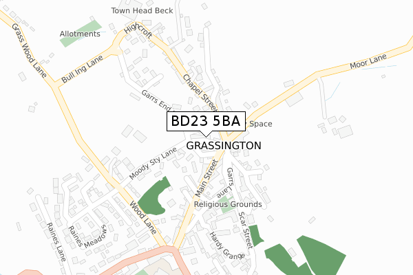 BD23 5BA map - large scale - OS Open Zoomstack (Ordnance Survey)