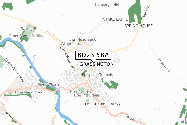 BD23 5BA map - small scale - OS Open Zoomstack (Ordnance Survey)