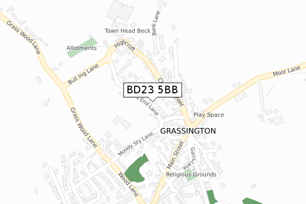 BD23 5BB map - large scale - OS Open Zoomstack (Ordnance Survey)