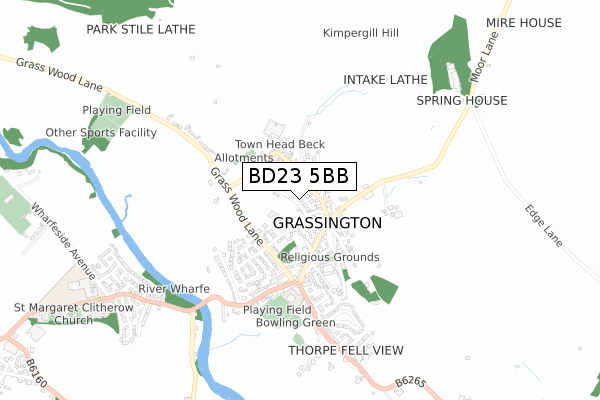 BD23 5BB map - small scale - OS Open Zoomstack (Ordnance Survey)