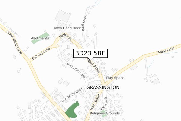 BD23 5BE map - large scale - OS Open Zoomstack (Ordnance Survey)