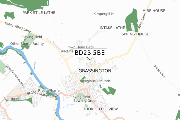 BD23 5BE map - small scale - OS Open Zoomstack (Ordnance Survey)