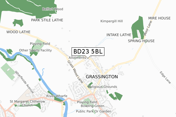 BD23 5BL map - small scale - OS Open Zoomstack (Ordnance Survey)