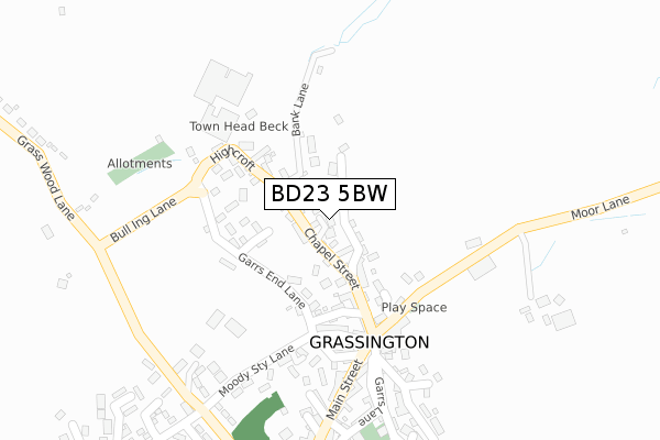 BD23 5BW map - large scale - OS Open Zoomstack (Ordnance Survey)