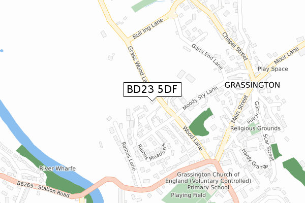 BD23 5DF map - large scale - OS Open Zoomstack (Ordnance Survey)