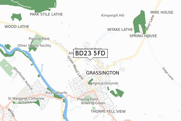 BD23 5FD map - small scale - OS Open Zoomstack (Ordnance Survey)