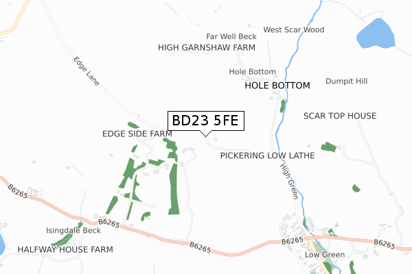 BD23 5FE map - small scale - OS Open Zoomstack (Ordnance Survey)